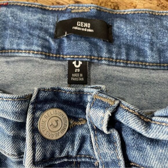 Men’s True Religion Jeans Sz 29X33 Geno Relaxed Slim Flap - Picture 3 of 7